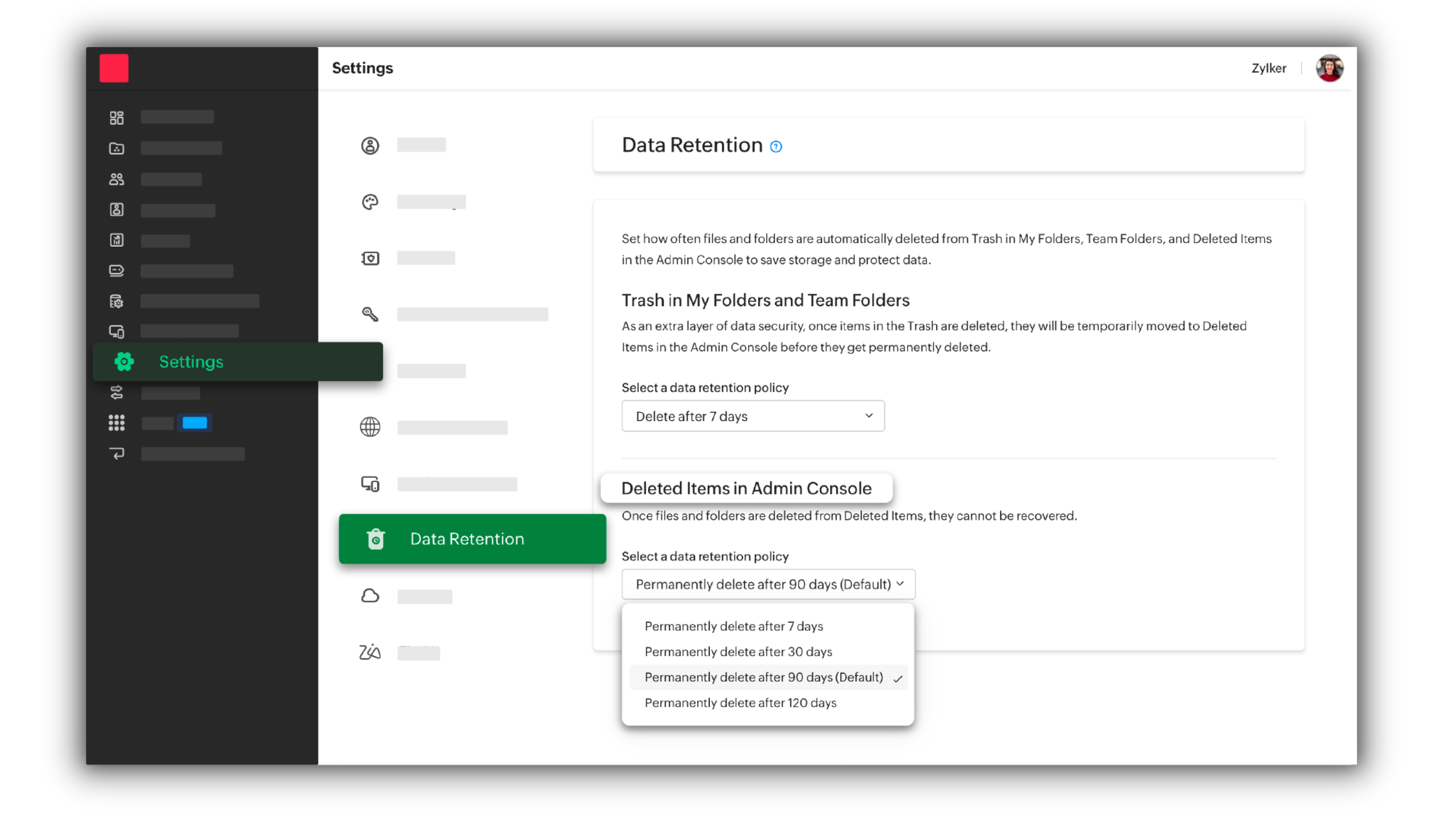 screenshot of Zoho WorkDrive